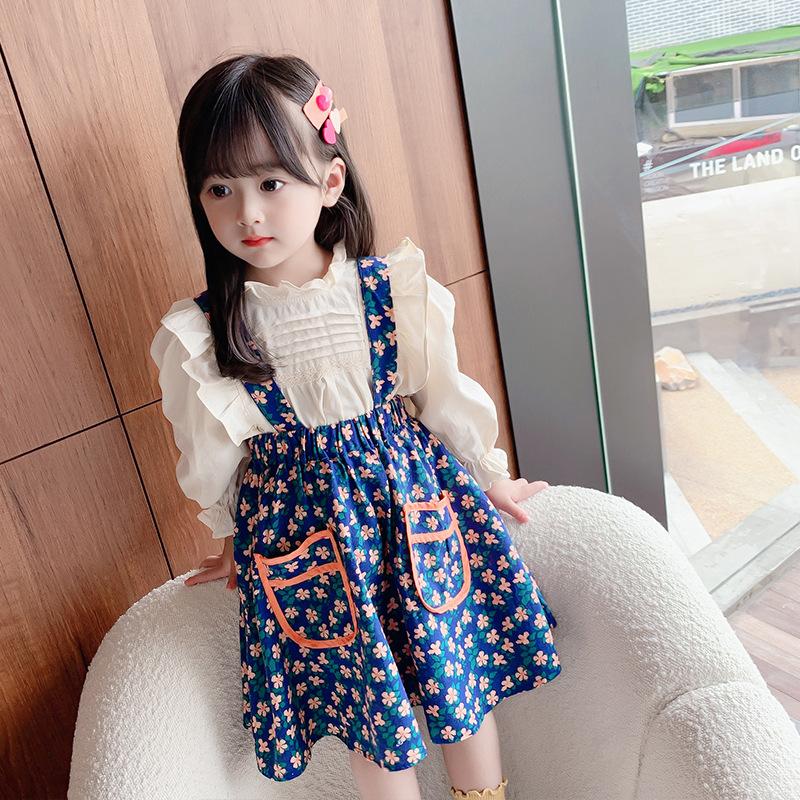 [363392] - Setelan Blouse Suspender Anak Perempuan - Motif Flower Pouch