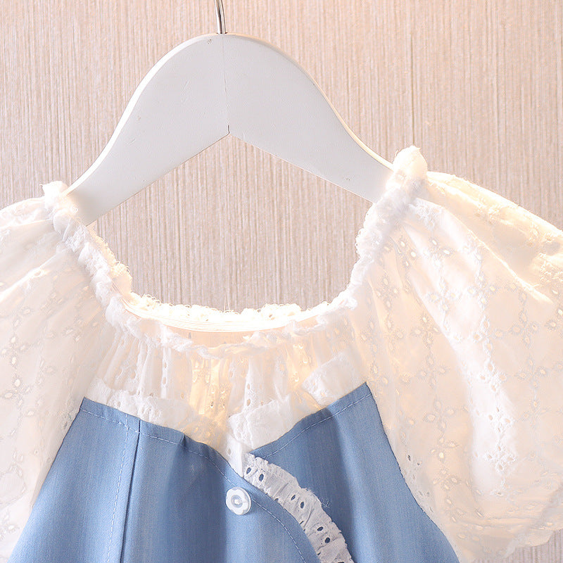 [352328] - Dress Mini Lengan Pendek Anak Perempuan - Motif Long Lace