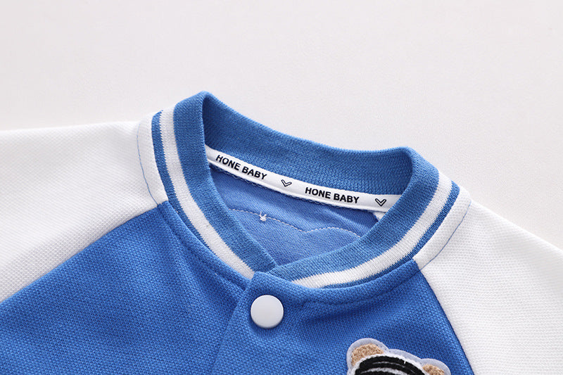 [345350] - Setelan 3 in 1 Jaket Baseball Celana Panjang Jeans Anak Laki-Laki - Motif Shawl Bear