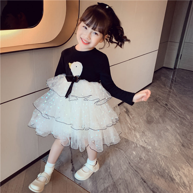 [363407] - Dress Fashion Anak Perempuan - Motif White Swan