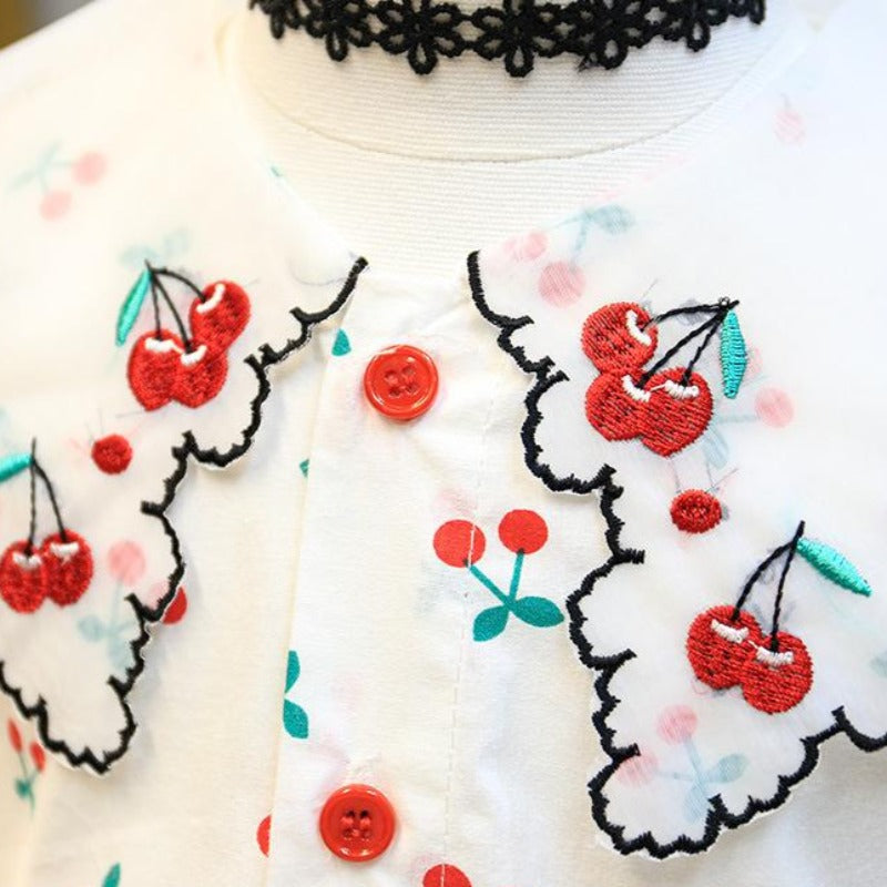 [363336] - Setelan Blouse Fashion Trend Anak Perempuan - Motif Cherry Fruit