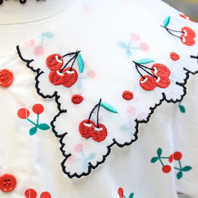 [363336] - Setelan Blouse Fashion Trend Anak Perempuan - Motif Cherry Fruit