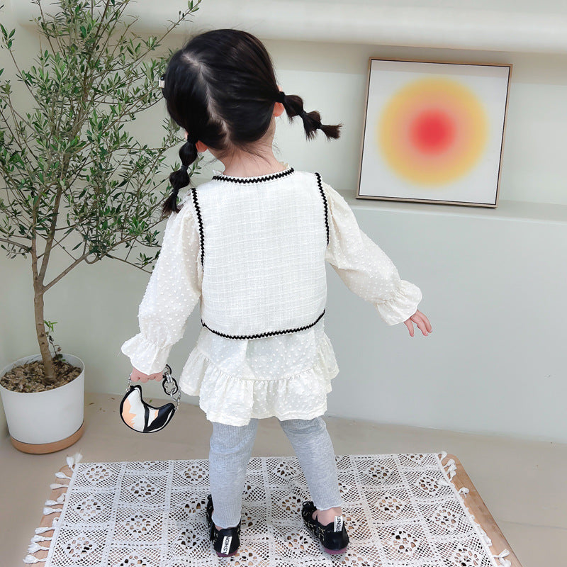 [340227] - Setelan 3 in 1 Blouse Rompi Celana Panjang Anak Perempuan - Motif Lace Ribbon