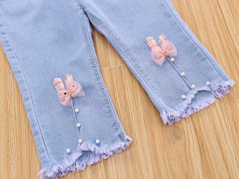[102322] - Bawahan Jeans / Celana Panjang Anak Import - Motif Beautiful Butterfly 3D