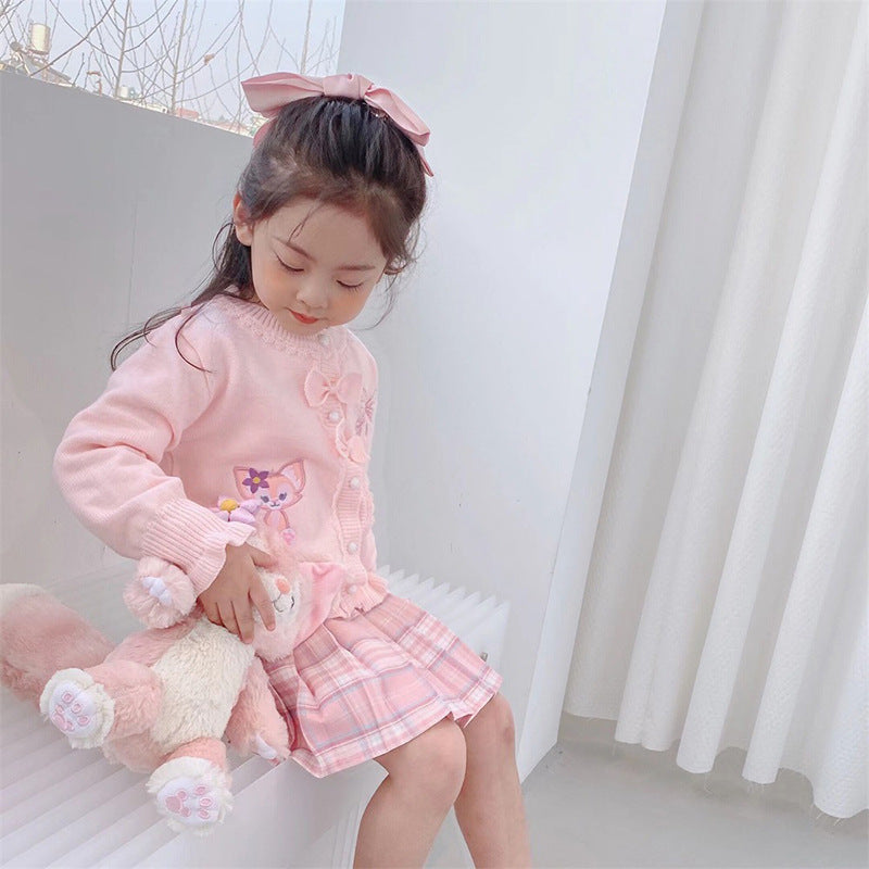 [507726] - Setelan Jaket Cardigan Rok Pendek Anak Perempuan - Motif Rabbit Ears