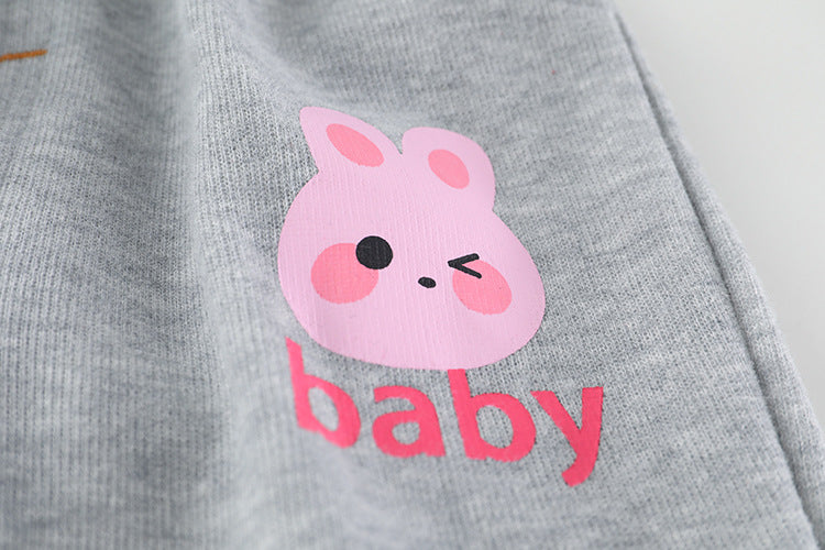 [340204] - Setelan 3D Sweater Pom Pom Celana Jogger Anak Perempuan - Motif Heart Rabbit