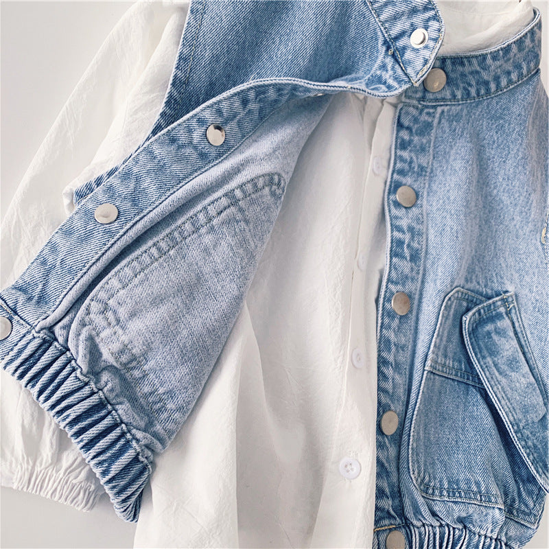 [507506] - Atasan Jaket Jeans Fashion Anak Cowok - Motif Tilt Pocket