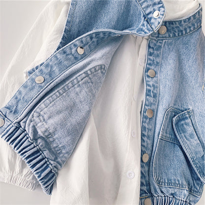 [507506] - Atasan Jaket Jeans Fashion Anak Cowok - Motif Tilt Pocket