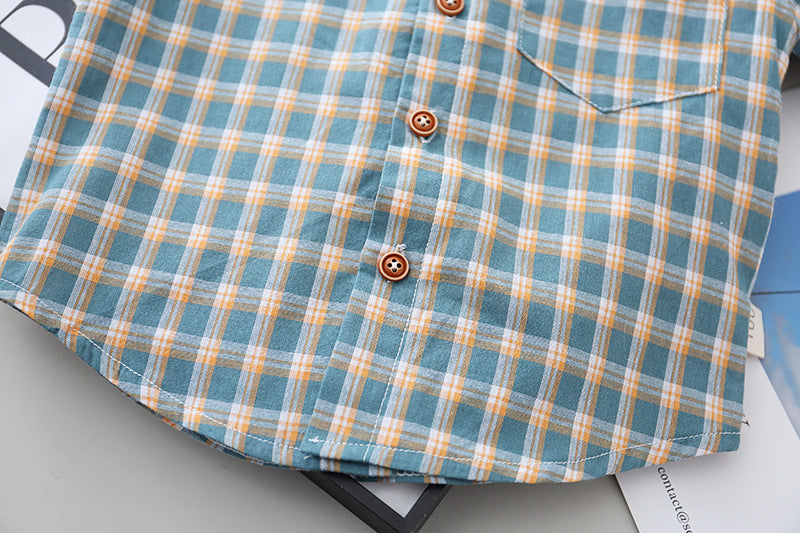 [368530] - Atasan Kemeja Koko Anak Fashionable - Motif Gingham Abstract