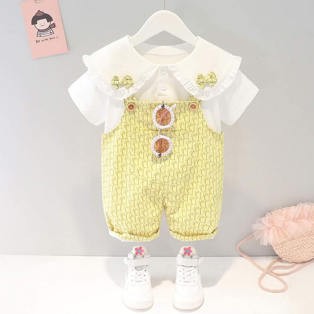 [340275] - Setelan Blouse Overall Kodok Anak Perempuan - Motif Casual Lace