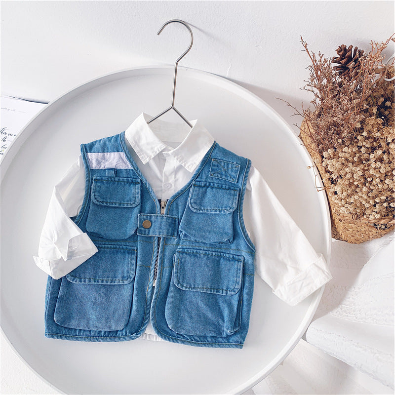 [507518] - Atasan Jaket Jeans Fashion Anak Cowok - Motif Four Pockets