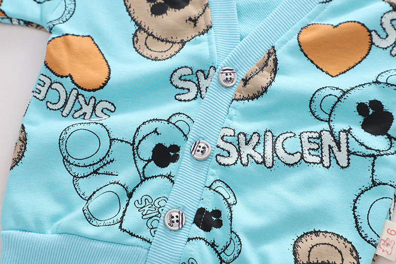 [345313] - Setelan 3 in 1 Kaos Jaket Cardigan Celana Jeans Sobek Anak Laki-Laki - Motif Smile Bear
