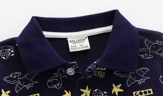 [513134] - Atasan Kaos Polo Fashion Anak - Motif Flying Dinosaur