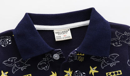 [513134] - Atasan Kaos Polo Fashion Anak Import - Motif Flying Dinosaur