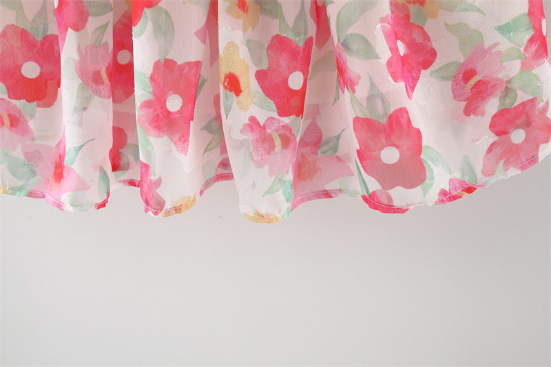 [340254] - Dress Bunga Lengan Pendek Balon Anak Perempuan - Motif Blossom Field