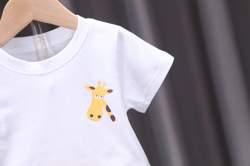 [368403] - Setelan Kaos Santai Anak - Motif Unique Giraffe