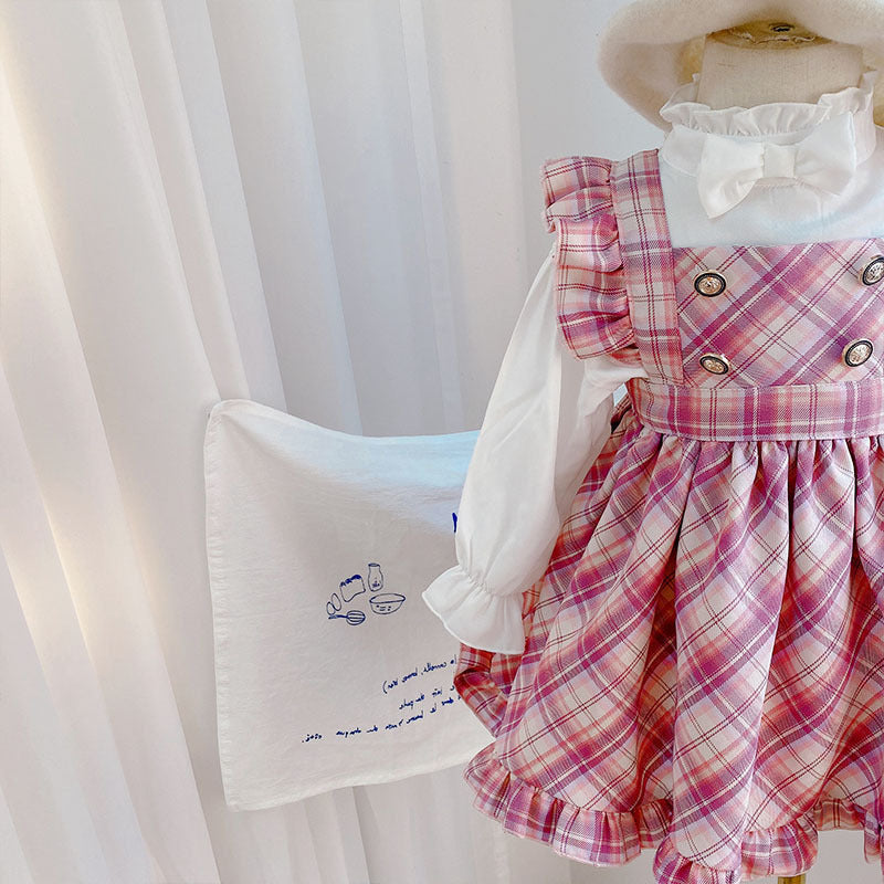 [507677] - Setelan Blouse Overall Anak Perempuan - Motif Cross Box