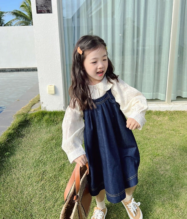 [363556] - Setelan Blouse Dress Import Gaya Korea Anak Perempuan - Motif Invisible Flowers