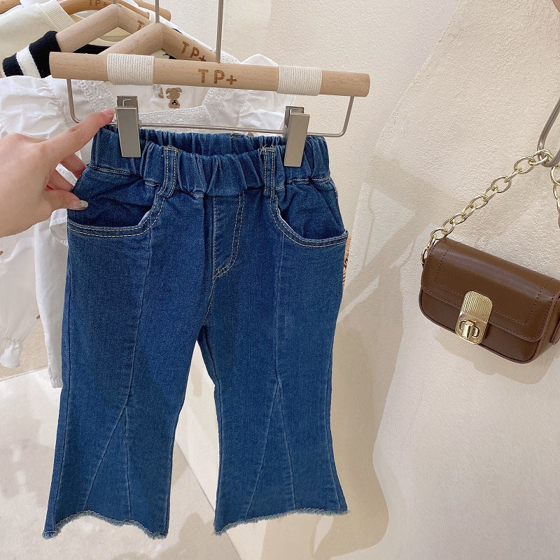 [363577] - Setelan Blouse Bordir Celana Panjang Jeans Import Anak Perempuan - Motif Small Bear