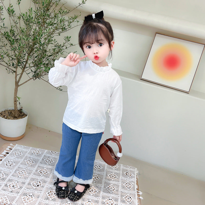 [340220] - Setelan 3 in 1 Jaket Cardigan Celana Panjang Jeans Anak Cewek - Motif Zigzag side