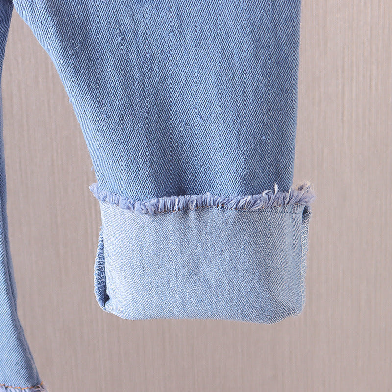 [352355] - Celana Panjang Jeans Cutbray Rawis Anak Perempuan - Motif Small Pearl