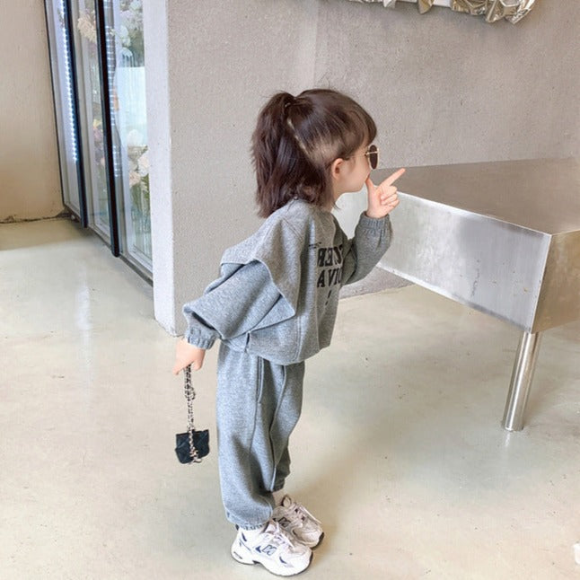 [507700] - Setelan Sweater Oversize Celana Jogger Anak Perempuan - Motif Firm Writing