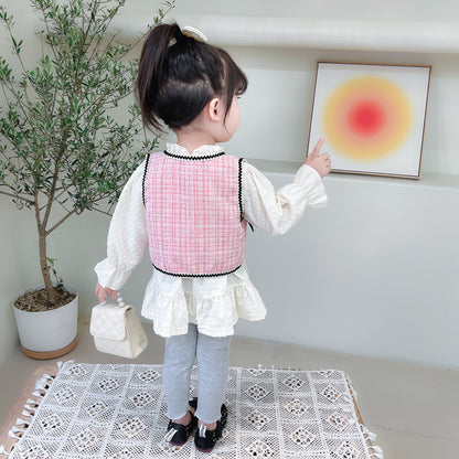 [340227] - Setelan 3 in 1 Blouse Rompi Celana Panjang Anak Perempuan - Motif Lace Ribbon