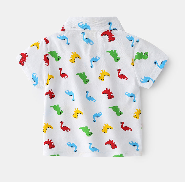 [513128] - Atasan Kaos Polo Fashion Anak - Motif Colorful Dino