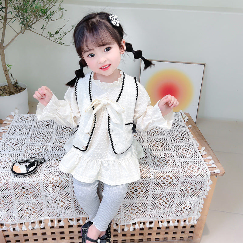 [340227] - Setelan 3 in 1 Blouse Rompi Celana Panjang Anak Perempuan - Motif Lace Ribbon
