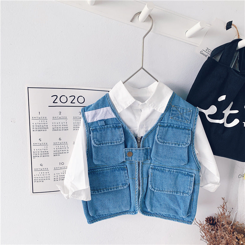 [507518] - Atasan Jaket Jeans Fashion Anak Cowok - Motif Four Pockets