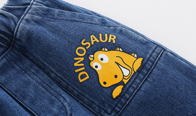 [513261] - Bawahan / Fashion Celana Jogger Jeans Anak - Motif Dinosaur Pouch