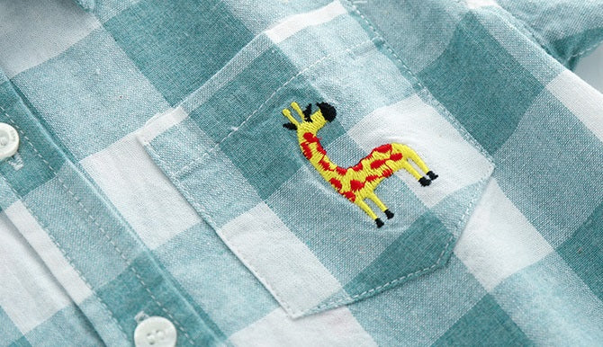 [513395] - Atasan Kemeja Panjang Fashion Anak Cowok - Motif Animal Pouch