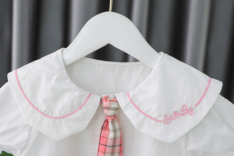 [340268] - Setelan 3D Blouse Rok Pendek Kotak-kotak Anak Perempuan - Motif Neat Pretty