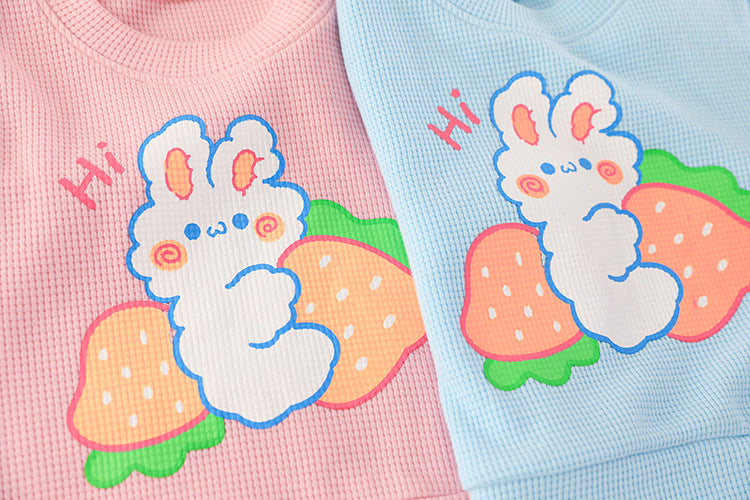 [340133] - Setelan Blouse Import Fashion Anak Perempuan - Motif Love Rabbit