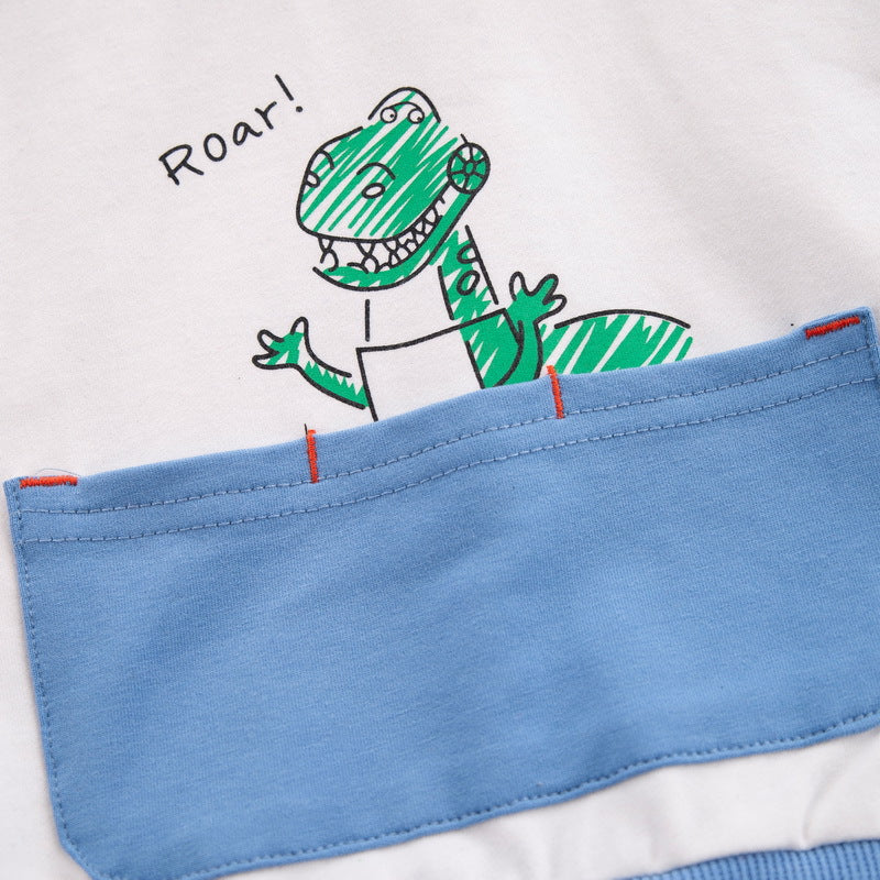 [345324] - Setelan Sweater Crewneck Gradasi Celana Panjang Jogger Anak Laki-Laki - Motif Roar Dino