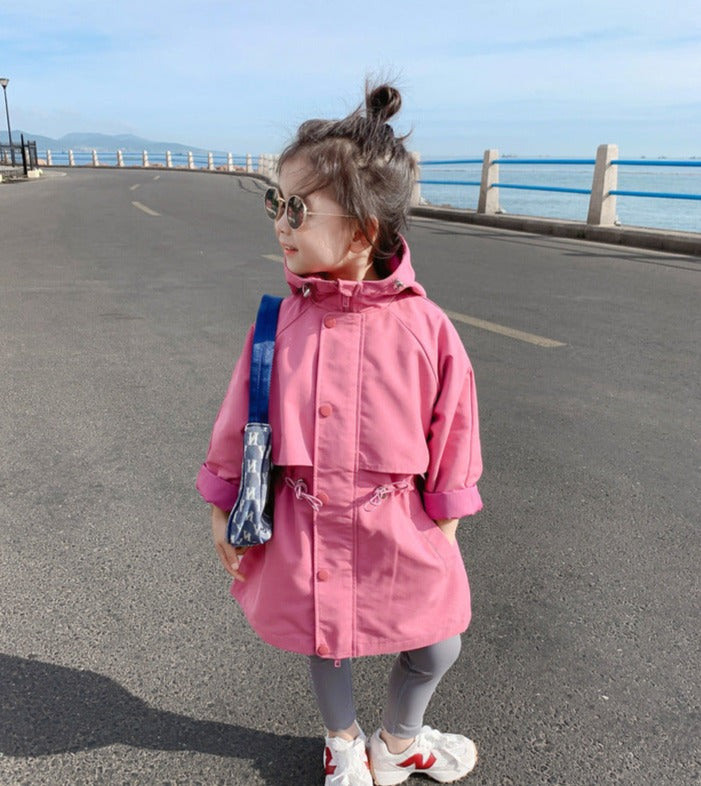 [507646] - Atasan Jaket Hoodie Blazer Anak Perempuan - Motif Plain Raincoat
