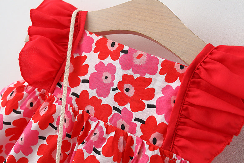 [340232] - Dress Bunga Lengan Kutung Anak Perempuan - Motif Pretty Flower