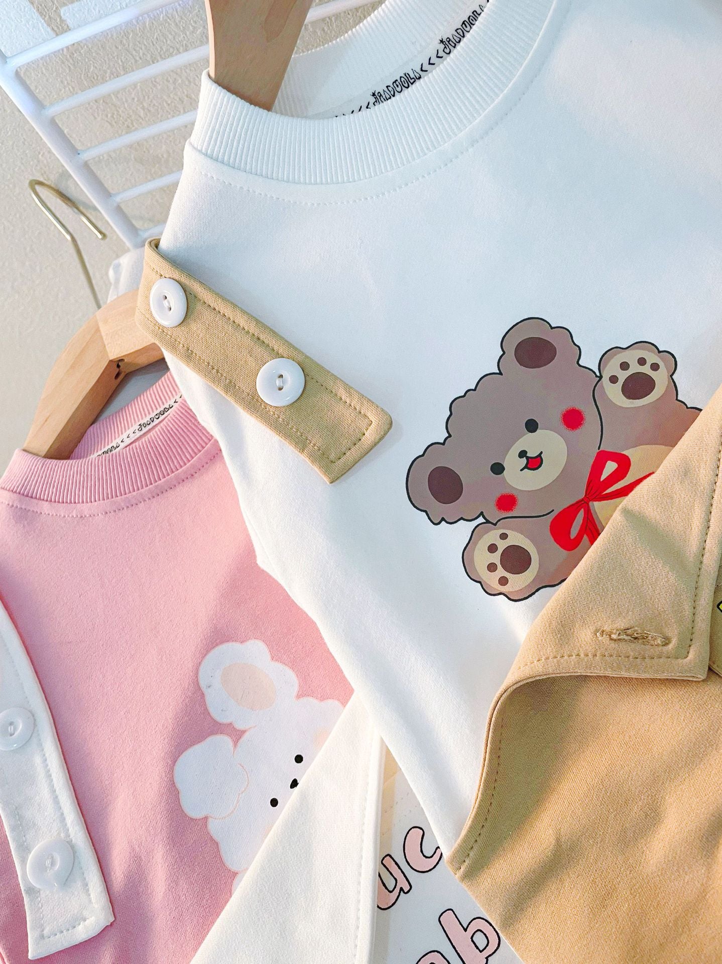[340207] - Setelan Sweater Crewneck Celana Jogger Anak Perempuan - Motif Happy Bear