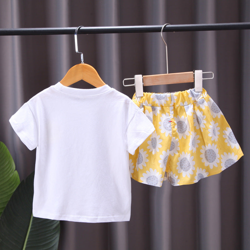 [368401] - Setelan Kaos Santai Anak - Motif Sunflower