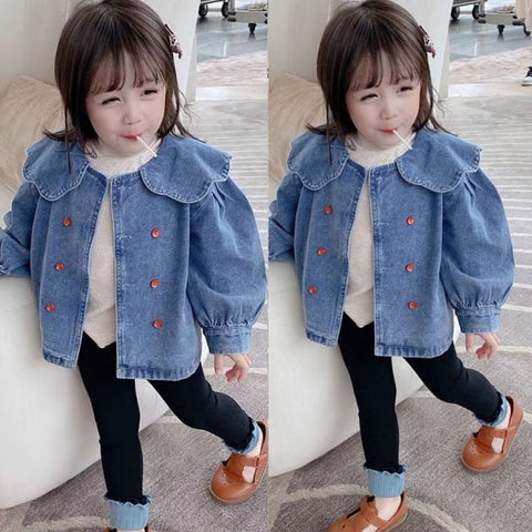 [507524] - Atasan Jaket Jeans Fashion Anak Perempuan - Motif Colored Buttons