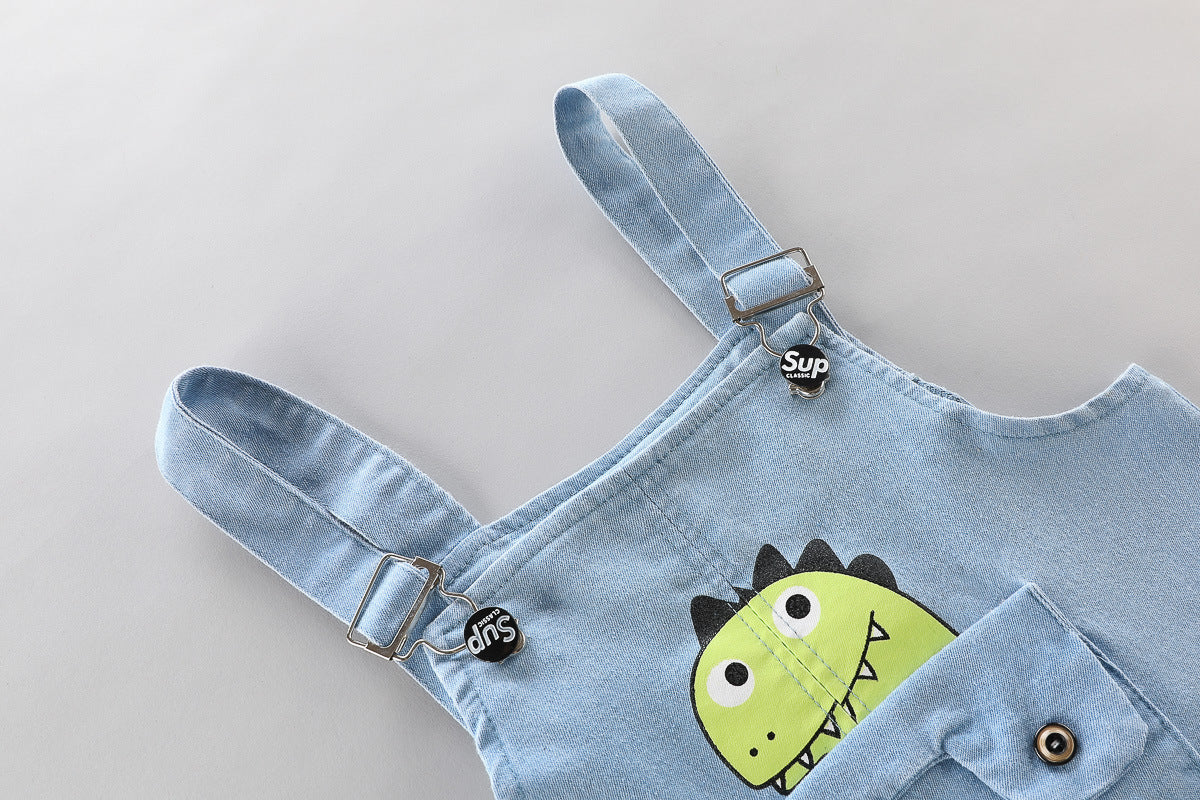 [368416] - Setelan Overall Fashion Anak - Motif Dino Pouch