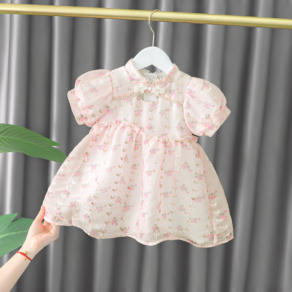 [340244] - Dress Sanghai Lengan Pendek Anak Perempuan - Motif Beauty Flower