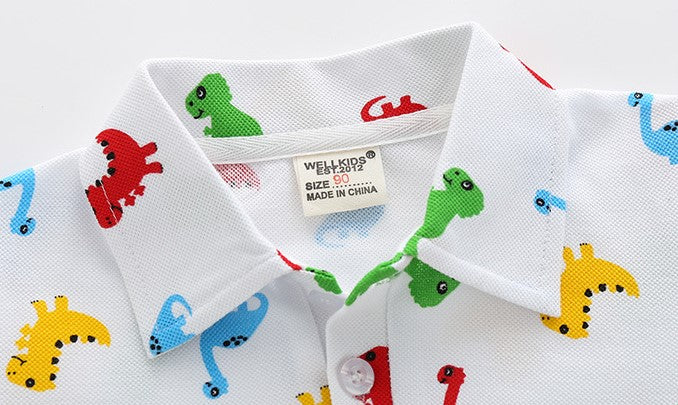 [513128] - Atasan Kaos Polo Fashion Anak - Motif Colorful Dino