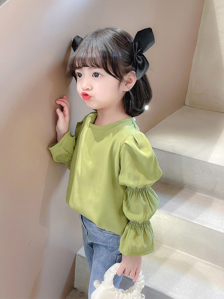 [507673] - Atasan Blouse Polos Lengan Panjang Anak Perempuan - Motif Tie Sleeve