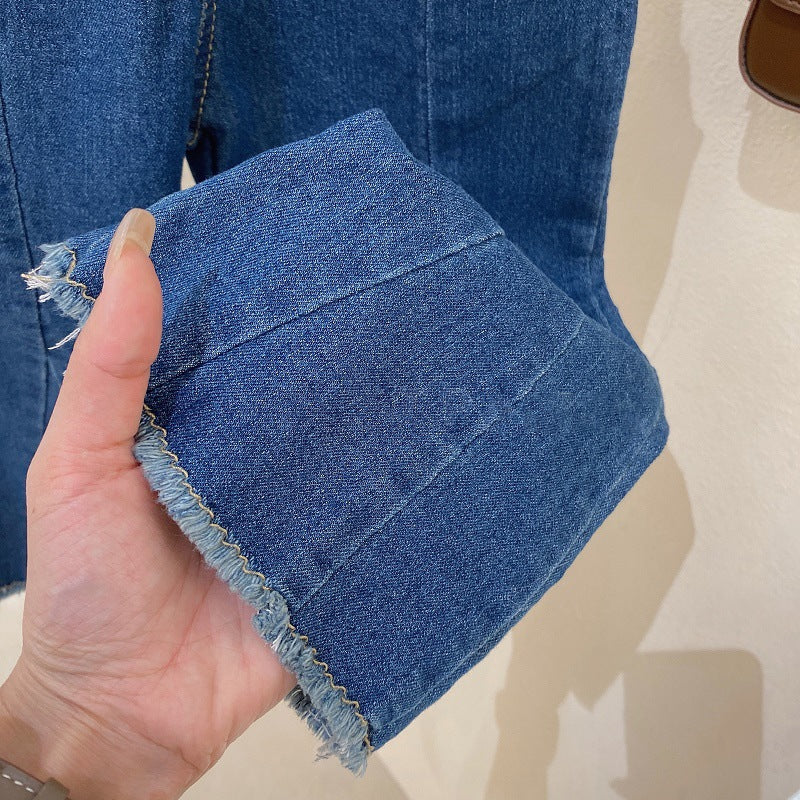 [363577] - Setelan Blouse Bordir Celana Panjang Jeans Import Anak Perempuan - Motif Small Bear