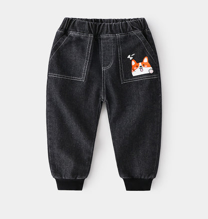 [513293] - Bawahan / Celana Jogger Jeans Style Anak - Motif Animal Cartoon