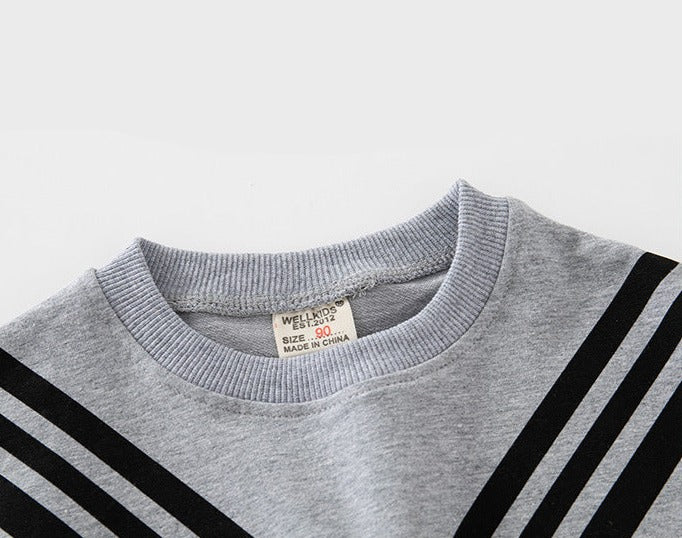 [513656] - Setelan Sweater Crewneck Celana Jogger Anak Laki-Laki - Motif Sharp Line
