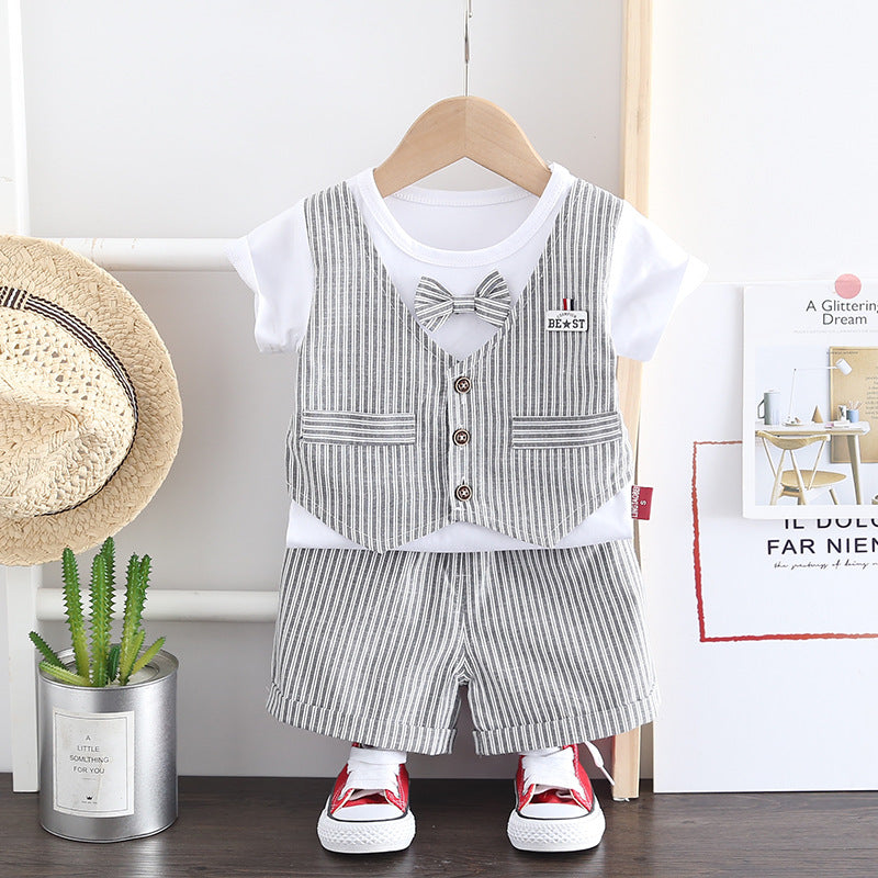 [368438] - Setelan Kemeja 3 In 1 Fashion Anak - Motif Vertical Line