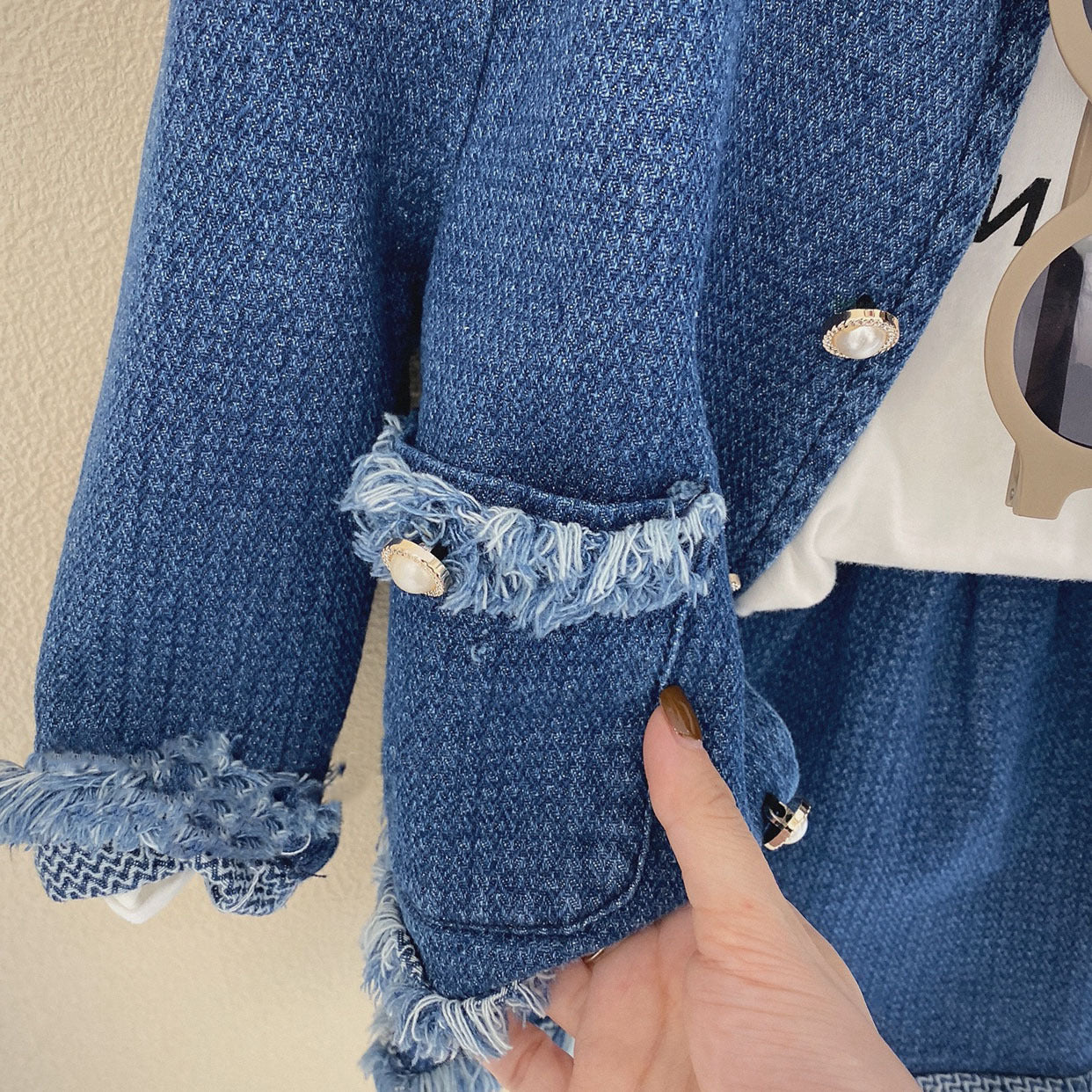 [507678] - Setelan Jaket Rok Pendek Import Anak Perempuan - Motif Lace Collar