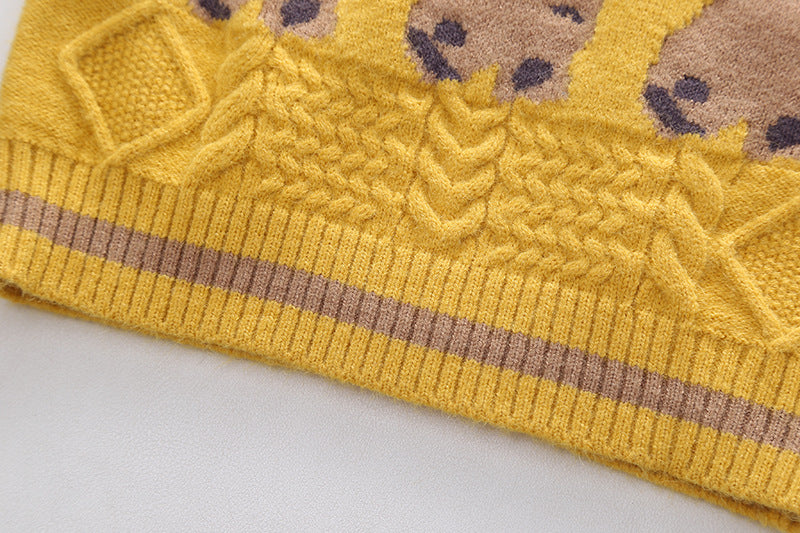 [345327] - Setelan 3 in 1 Rompi Rajut Kemeja Celana Panjang Anak Laki-Laki - Motif Little Bear